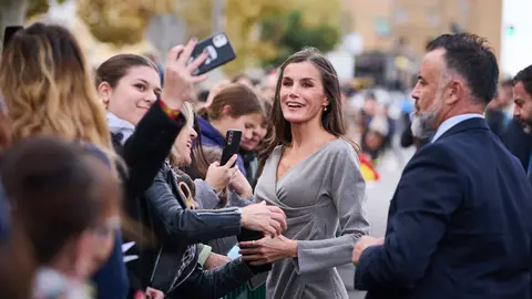 La Reina Letizia visita Tudela con motivo del festival de cine 'Ópera Prima' en su edición de 2023. PABLO LASAOSA