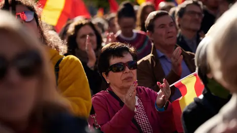concentración convocada por Sociedad Civil, Pompaelo y Doble 12 bajo el lema 'Por la libertad, la unidad y la igualdad. No en mi nombre: ni amnistía, ni autodeterminación'. PABLO LASAOSA
