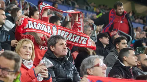 La grada del estadio de El Sadar durante el partido de La Liga EA Sports entre CA Osasuna y Valencia CF disputado en Pamplona. IÑIGO ALZUGARAY