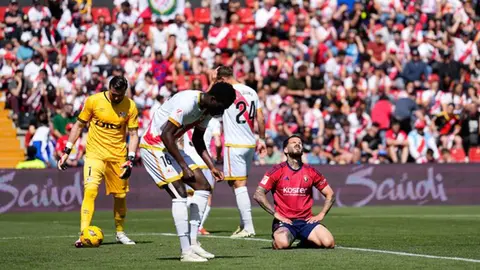 Rubén García se lamenta tras una ocasión perdida en el césped del Estadio de Vallecas. OSASUNA