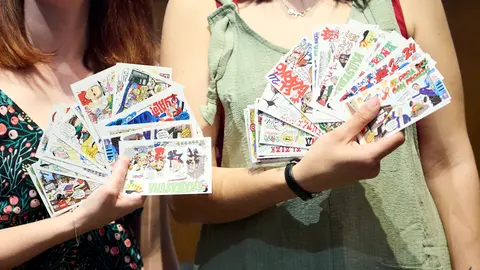 La Federación de Peñas de Pamplona presenta las pancartas para San Fermín 2024. PABLO LASAOSA