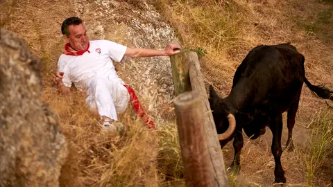 Segundo encierro del Pilón de Falces con reses de la ganadería Teodoro Vergara de Falces. IRANZU LARRASOAÑA