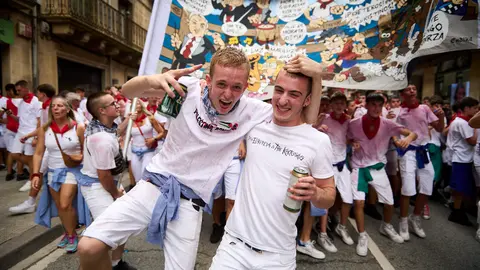 Chupinazo de las fiestas de Tafalla 2024 a cargo de La Escuela Municipal de Música. PABLO LASAOSA