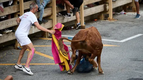 Tarde de vacas en fiestas de Noáin 2024 con la ganadería de Alba Reta. PABLO LASAOSA