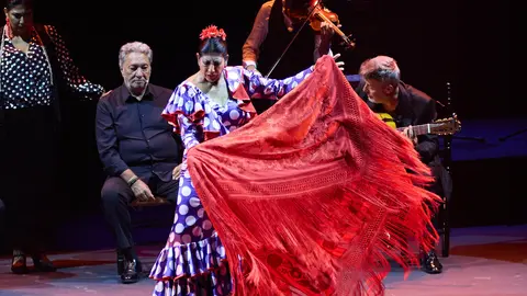 Concierto Siempre Manuela, en el Auditorio Baluarte de Pamplona dentro del ciclo Grandes Conciertos de la XI edición del festival Flamenco On Fire. Espectáculo con el que Manuela Carrasco, Premio Nacional de Danza y Medalla de Oro al Mérito en las Bellas Artes, se despide de los escenarios. IÑIGO ALZUGARAY