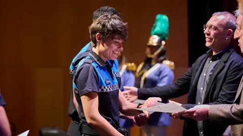 La Policía Municipal de Pamplona celebra el día de su patrón, San Miguel. PABLO LASAOSA