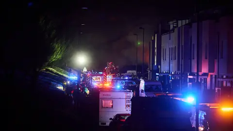 Explosión en una vivienda de la calle Concejo de Zabalegui de Noáin. PABLO LASAOSA
