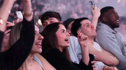 Concierto del cantante puertorriqueño Jhayco en el pabellón Navarra Arena, dentro de su gira Murci City Tour. IÑIGO ALZUGARAY