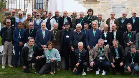 Homenaje a leyendas del fútbol de los años 80 de Osasuna, Athletic Club y Real Sociedad, en un acto celebrado en el Club de Campo Señorío de Zuasti y con la presencia de más de 60 exfutbolistas. IÑIGO ALZUGARAY