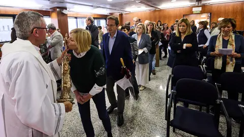 Visita del Ángel de Aralar al Palacio de Justicia de Navarra. IÑIGO ALZUGARAY