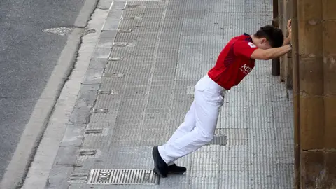 Momentos previos al segundo encierro de las fiestas de Tafalla 2025. IÑIGO ALZUGARAY