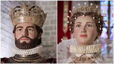 Los rostros de los reyes de Occidente: los nuevos gigantes de la catedral del Pamplona. PABLO LASAOSA