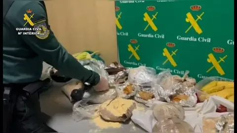 Alijo de alimentos prohibidos y pastillas en el Aeropuerto de Pamplona. GUARDIA CIVIL