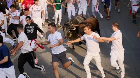 Segundo encierro de Tafalla 2026 con toros de Sobral. PABLO LASAOSA