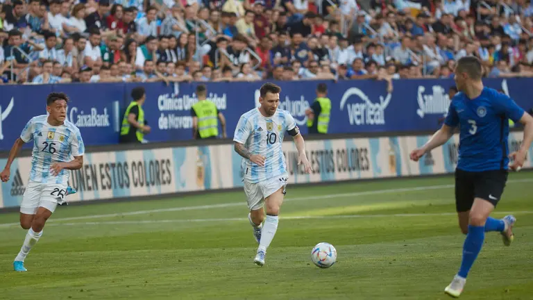 Partido de f&uacute;tbol internacional amistoso entre Argentina y Estonia disputado en el estadio El Sadar. I&Ntilde;IGO ALZUGARAY