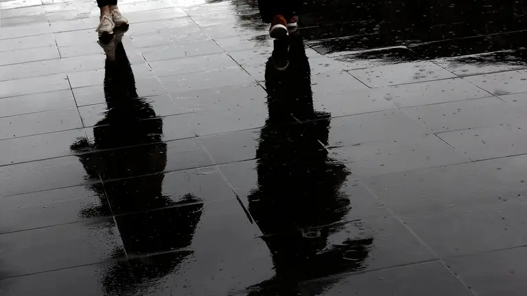 Dos personas caminan con paraguas. EFE/ Jes&uacute;s Diges