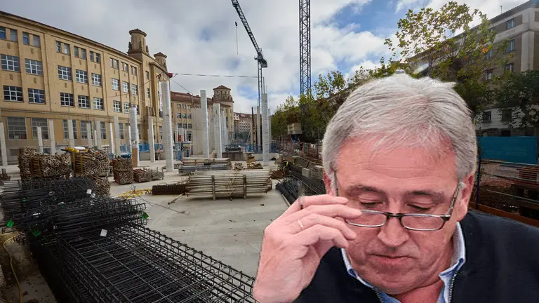 Fotomontaje de Joseba Asir&oacute;n sobre una imagen de las obras en los pisos VPO de Maristas.