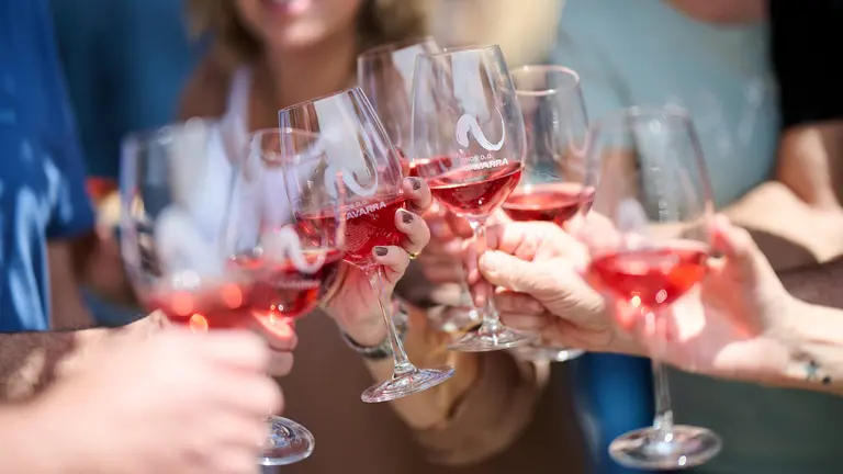 Imagen de brindis con vino navarra. ARCHIVO