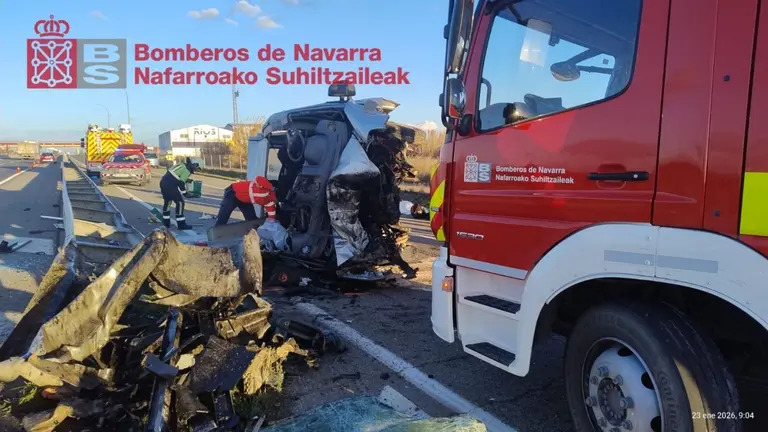 Imagen del accidente de Ribaforada. BOMBEROS DE NAVARRA