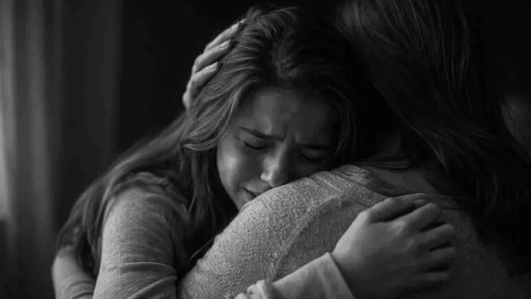 Imagen de una menor abrazada a su madre.