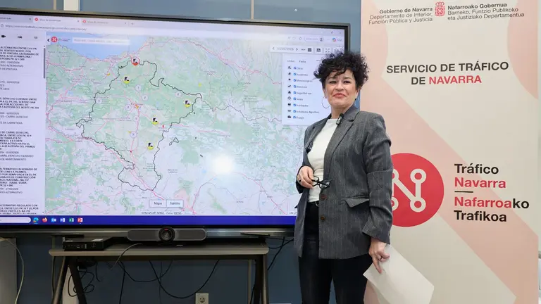 La consejera Jur&iacute;o durante la presentaci&oacute;n del nuevo Visor de Tr&aacute;fico. GOBIERNO DE NAVARRA