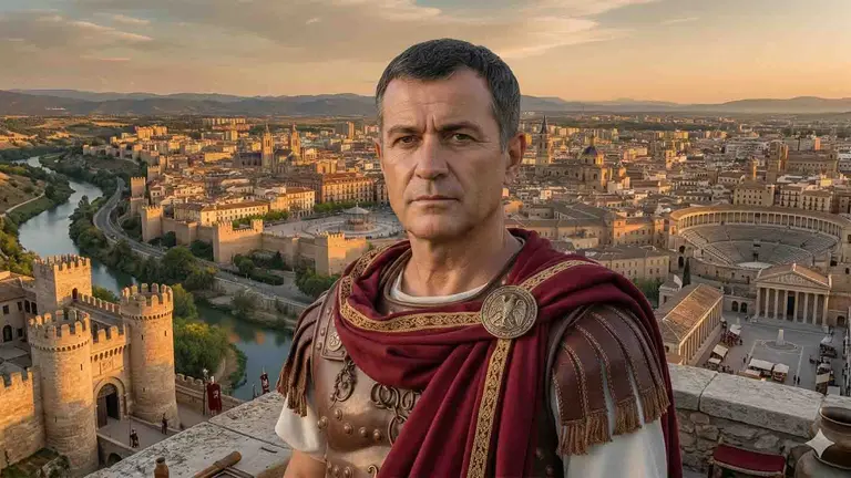 Recreaci&oacute;n aproximada de una imagen de Pompeyo, fundador de Pamplona.