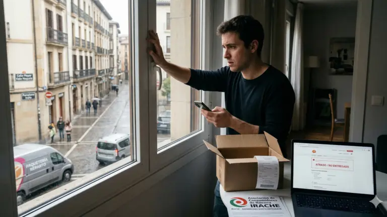 Imagen de persona esperando un paquete. IA