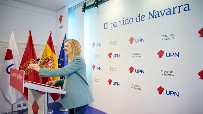 La presidenta de UPN, Cristina Ibarrola, da a conocer una iniciativa presentada en el Congreso de los Diputados. PABLO LASAOSA