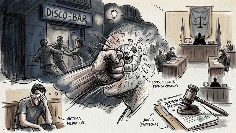 Juzgan en Navarra a un hombre acusado de hacer perder un ojo a otro en una pelea en Pamplona.