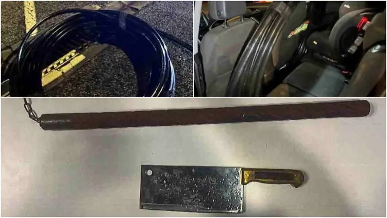 Fotomontaje con las im&aacute;genes del cobre robado y las armas decomisadas. GUARDIA CIVIL / POLIC&Iacute;A LOCAL DE EG&Uuml;&Eacute;S