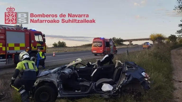 Accidente ocurrido en Castej&oacute;n. BOMBEROS DE NAVARRA