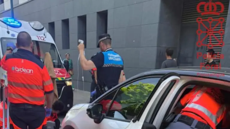 Imagen del momento del atropello en Tafalla. POLIC&Iacute;A FORAL