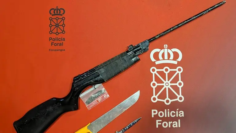 Imagen de las armas incautadas en la pelea de Cadreita. POLIC&Iacute;A FORAL