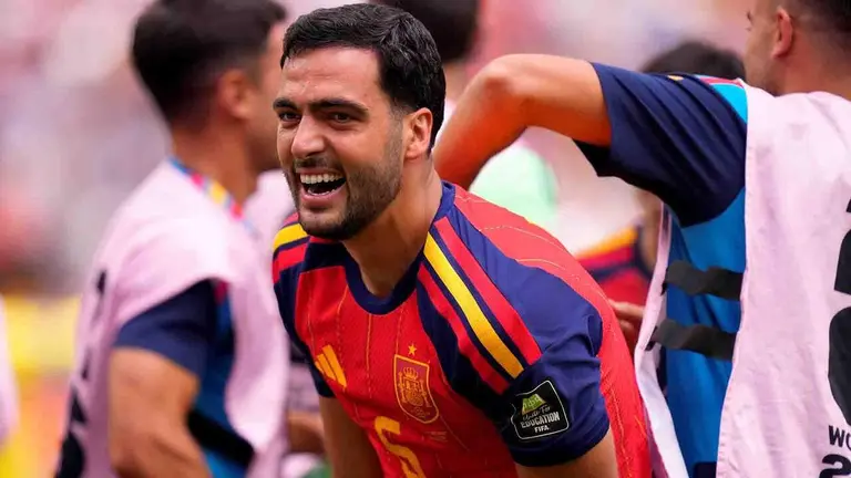 Mikel Merino celebra su gol a B&eacute;lgica en el Mundial 2026. AFP7 / Europa Press