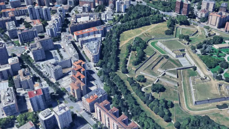 Vista a&eacute;rea de la Vuelta del Castillo. AYUNTAMIENTO DE PAMPLONA