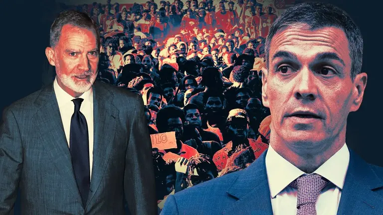 Fotomontaje con im&aacute;genes del Rey Felipe VI y el presidente Pedro S&aacute;nchez. OK DIARIO