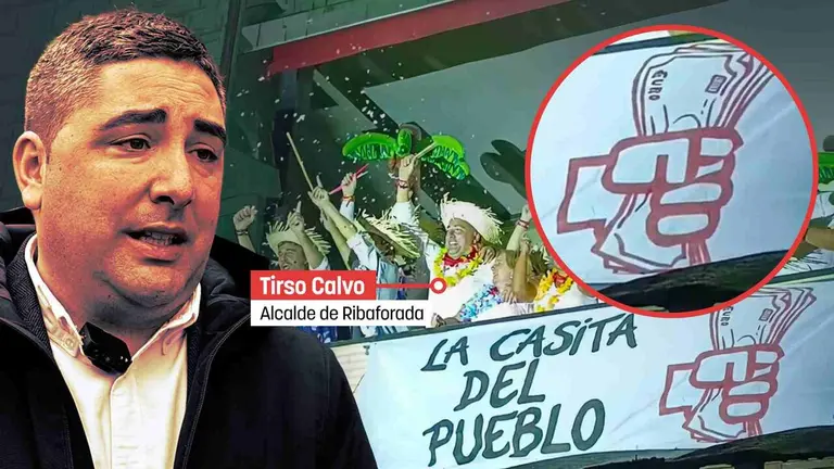 Tirso Calvo, alcalde de Ribaforada, durante el paloteado de Ribaforada.