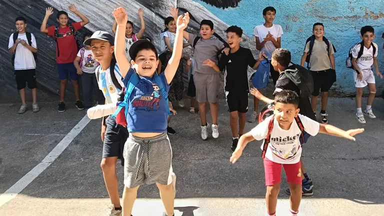 Ni&ntilde;os divirti&eacute;ndose en el Campus de Verano en Fitero. UNIVERSIDAD DE NAVARRA