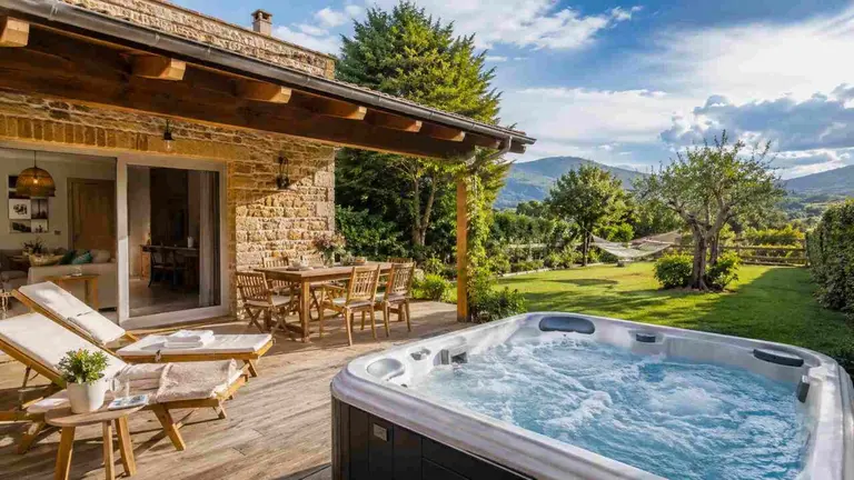 Una vivienda tur&iacute;stica con jacuzzi y jard&iacute;n, uno de los elementos clave en los enga&ntilde;os de reservas estivales.