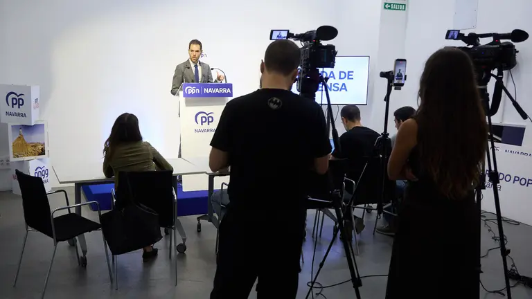 Rueda de prensa del secretario general del PPN, Sergio Sayas, para abordar la situaci&oacute;n de las obras de los t&uacute;neles de Belate. I&Ntilde;IGO ALZUGARAY