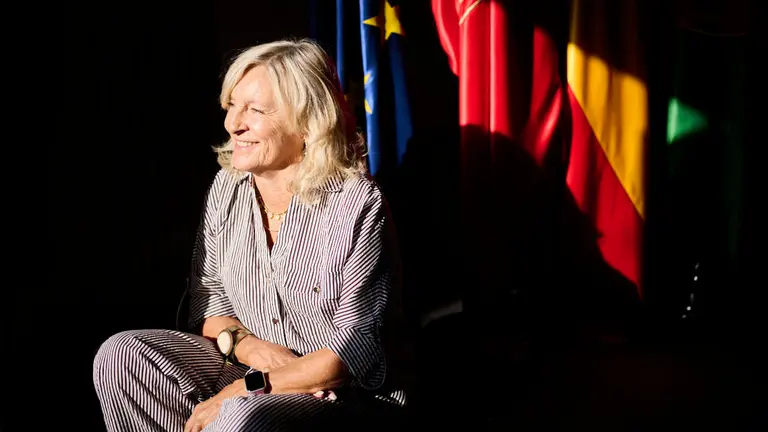 Mar&iacute;a Caballero, de UPN, en el Ayuntamiento de Pamplona. PABLO LASAOSA