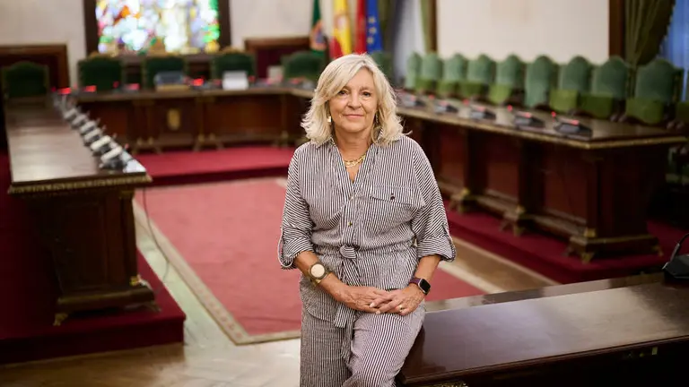 Mar&iacute;a Caballero, de UPN, en el Ayuntamiento de Pamplona. PABLO LASAOSA