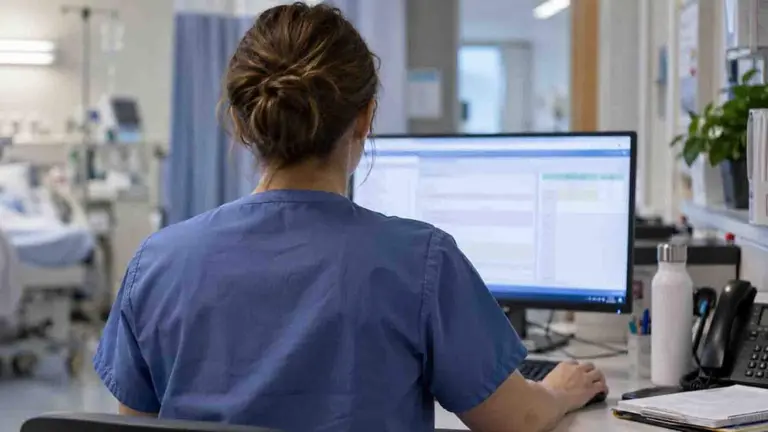 Una enfermera en un hospital.