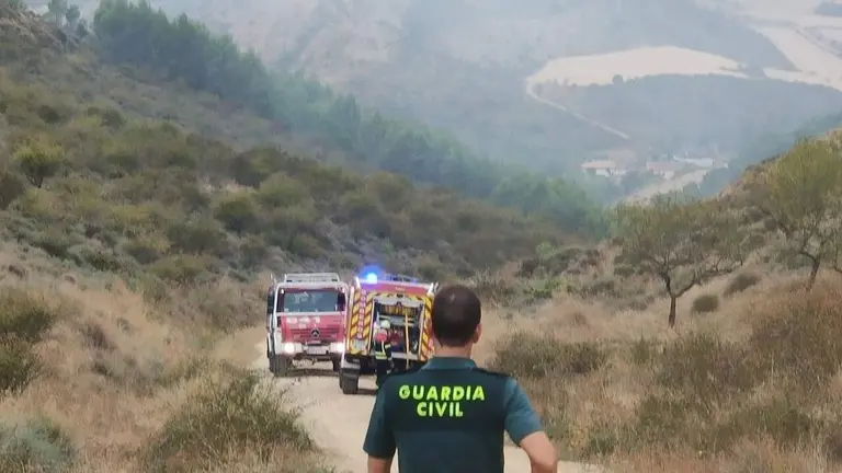 Un agente de la Guardia Civil en la zona del incendio. GUARDIA CIVIL