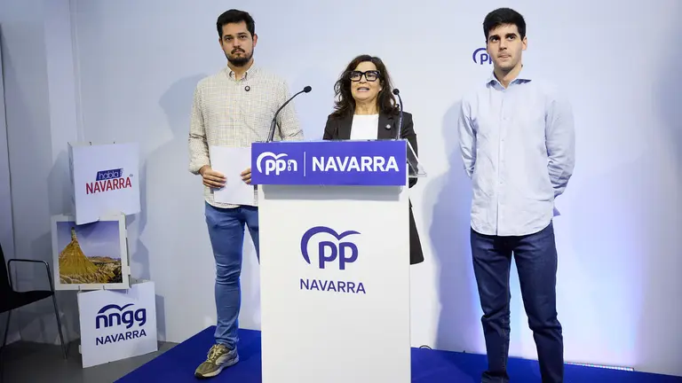 La portavoz de Juventud del Partido Popular de Navarra, Maribel Garc&iacute;a Malo, ofrece una rueda de prensa, junto al presidente de NNGG de Navarra, Carlos Jim&eacute;nez, y el secretario general de la organizaci&oacute;n juvenil del PPN, David Diago, para presentar las enmiendas del Partido Popular de Navarra a la Ley Foral de Juventud y Justicia Intergeneracional. I&Ntilde;IGO ALZUGARAY