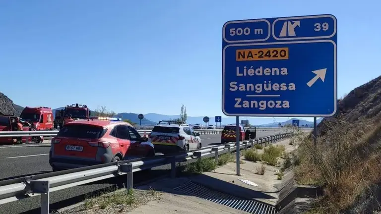 Accidente en la Autov&iacute;a del Pirineo. POLIC&Iacute;A FORAL