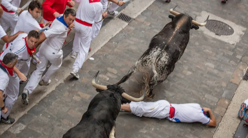 Sexto encierro con toros de Victoriano del Río en Santo Domingo. MAITE. H. MATEO (16)
