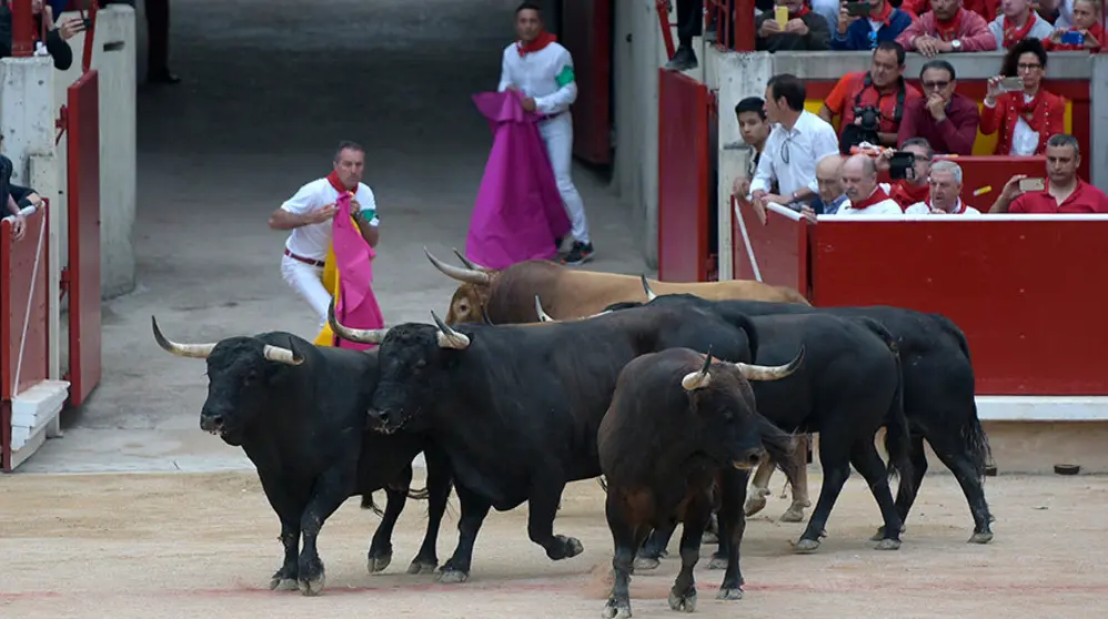 Séptimo encierro de las fiestas de San Fermín 2017 con toros de Núñez del Cubillo. PABLO LASAOSA 11