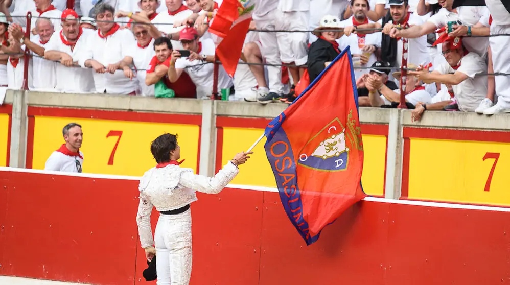 Quinta corrida de la feria de San Fermín 2018 con toros de la ganadería de Núñez del Cuvillo para los toreros Antonio Ferrera, Roca Rey y Ginés Marín. PABLO LASAOSA 27