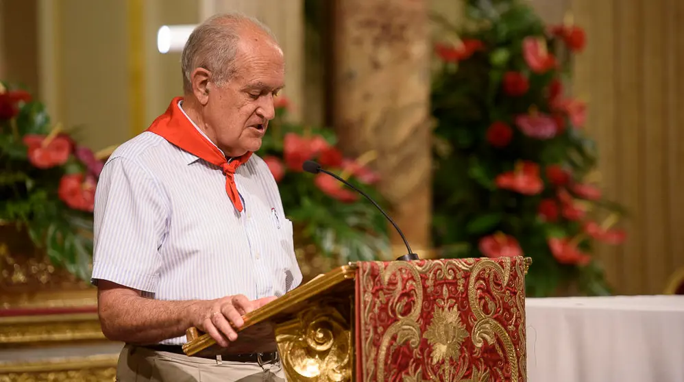 San Lorenzo celebra con una Misa el día de los mayores en San Fermín 2018. PABLO LASAOSA 18